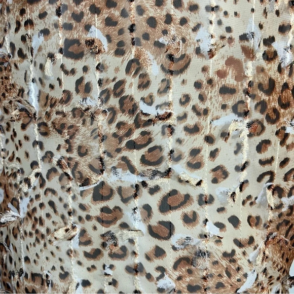 Feratelli Vintage Textured Frayed Leopard Cheetah Blouse Medium Sheer 3/4 Sleeve - Picture 7 of 10